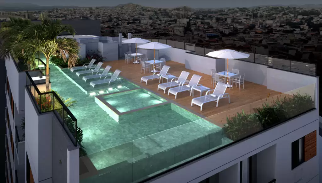 Piscina de borda infinita no rooftop do Vitale Sky